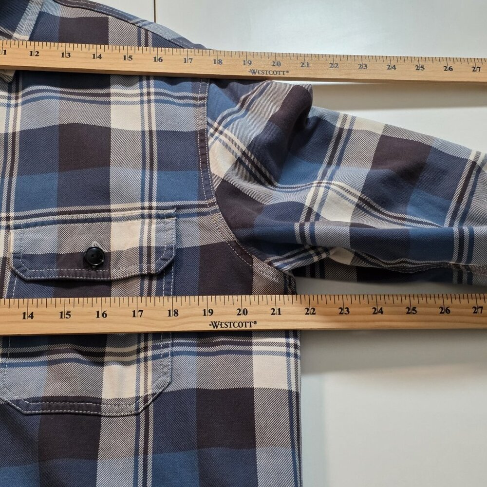 J Crew Workwear Plaid Shacket Men M Blue White Sherpa Lined Cotton Cabin Outdoor - Picture 5 of 16